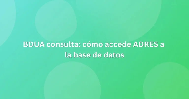 BDUA consulta: cómo accede ADRES a la base de datos
